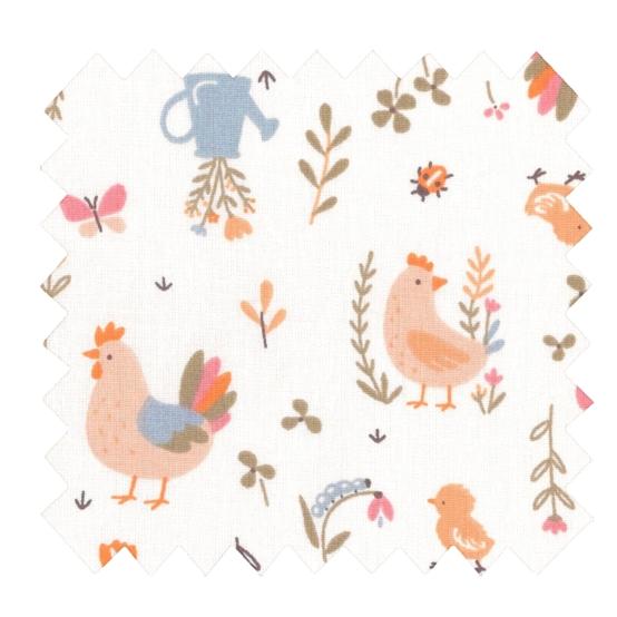 Tissu coton au mètre ex2633 poulettes multicolores