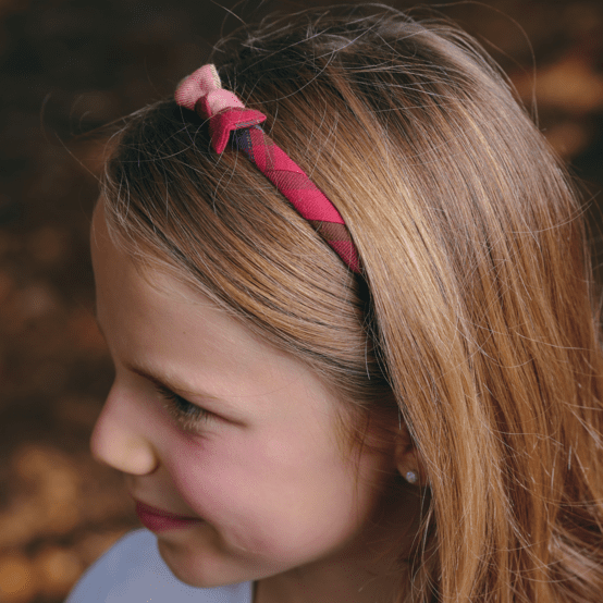 Serre-tête fin tartan lurex rubis