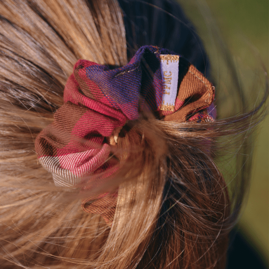 Petit Chouchou tartan lurex rubis