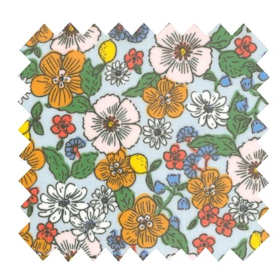 Tissu enduit  au mètre ex2525 fleurs et citrons vert jaune