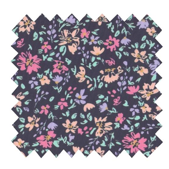 Tissu coton au mètre ex2663 fleuri peps marine