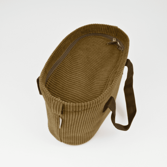 Sac Lunch Isotherme velours côtelé large brun