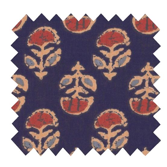 Tissu coton au mètre ex2639 indienne géofleur marine
