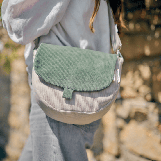 Base petite besace sans bandoulière velours côtelé beige