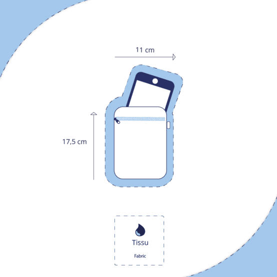Pochette téléphone matelassée jacquard bleu