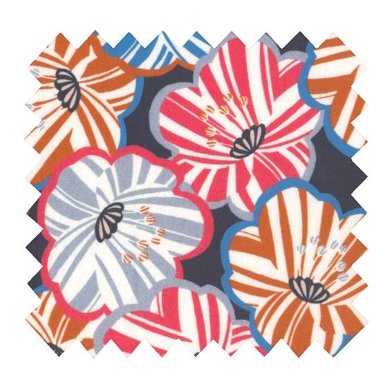 Coupon tissu 1 m anémones rayées