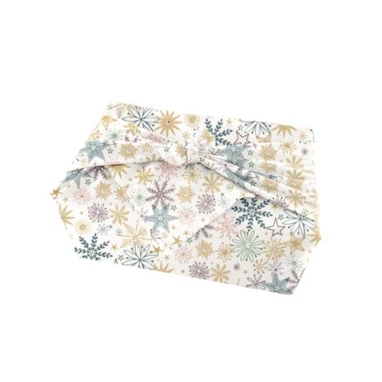 Furoshiki moyen 48 x 48 cm ex2447 étoiles de noel blanc cassé