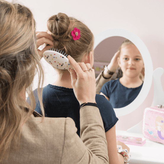 Mini Barrette Pétales de Fleur fuchsia pailleté