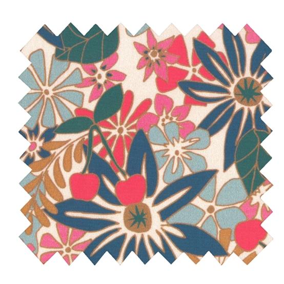 Tissu voile cerise en fleur