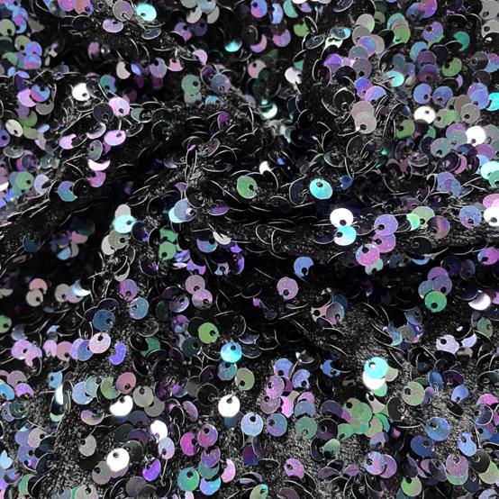 Tissu sequins violet noir