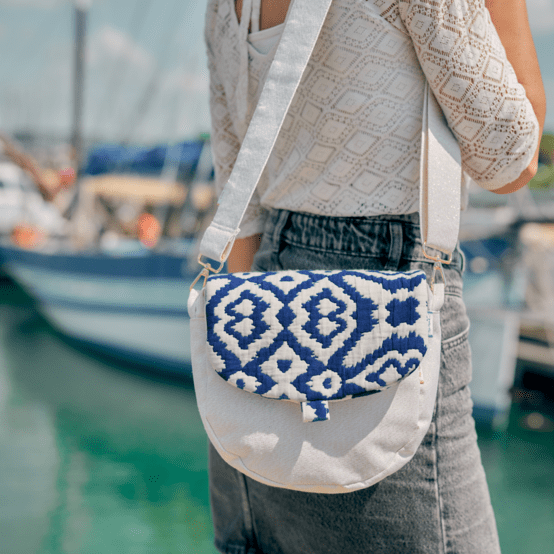Rabat petite besace jacquard bleu