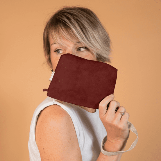 Pochette tissu velours terracotta