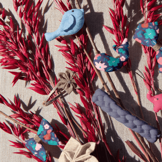 Barrette clic-clac fleur étoile lin cuivré