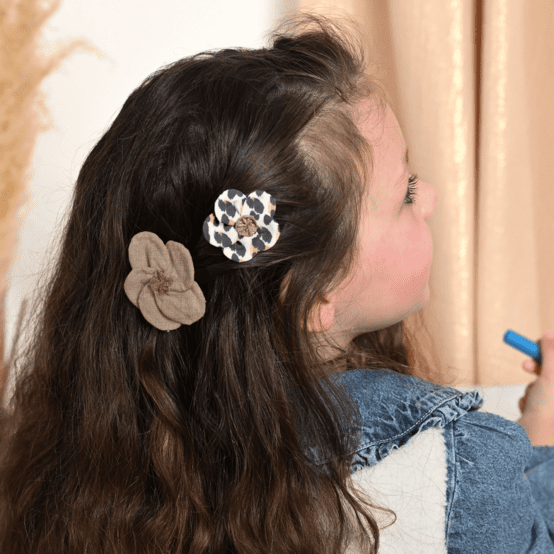 Petite Barrette Pétales de Fleur lin cuivré
