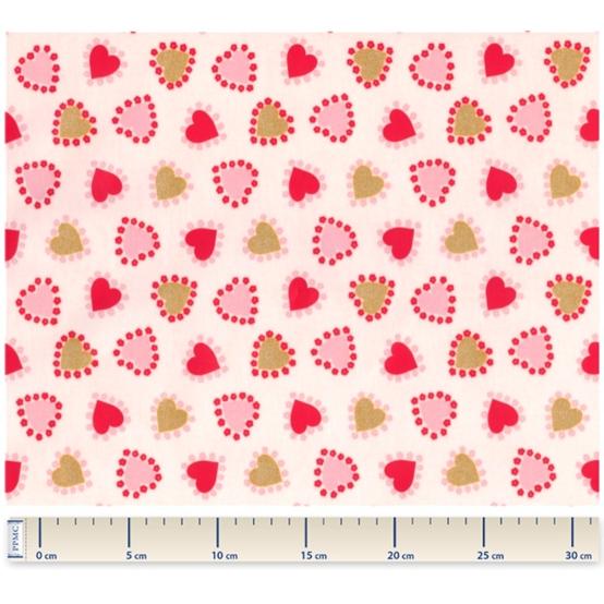 Tissu enduit  au mètre petits coeurs