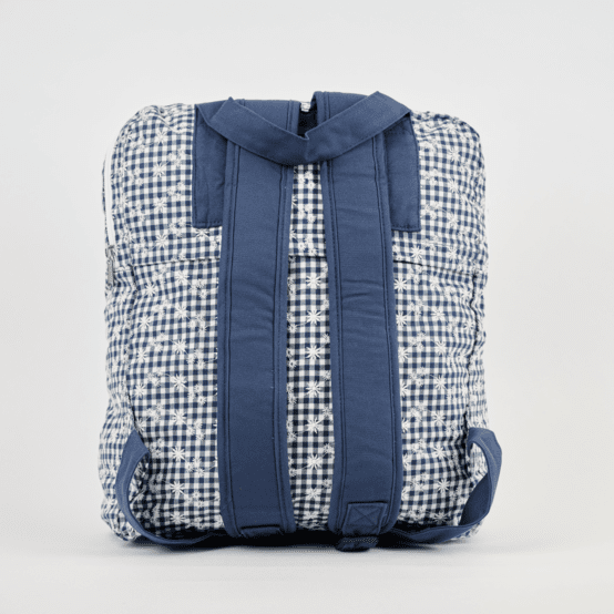 Sac à dos pliable Gaby vichy brodé marine