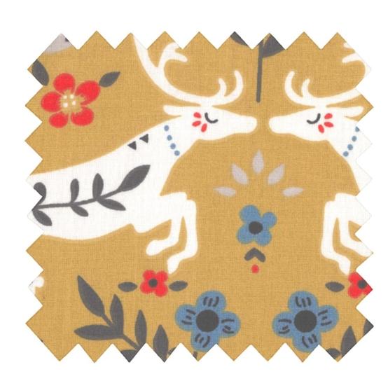 Tissu coton au mètre ex2573 foret enchantée ocre