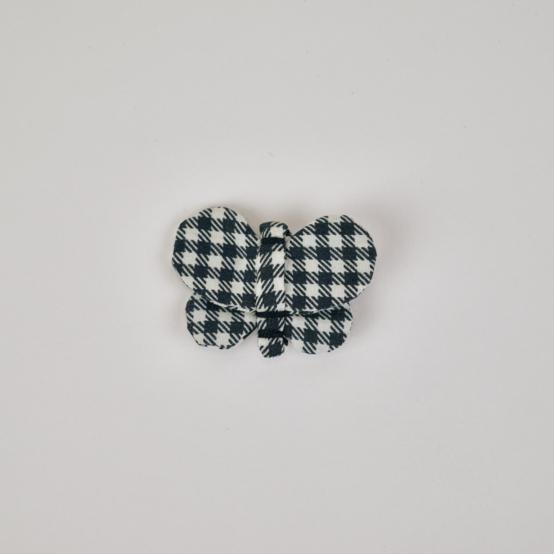 Barrette petit papillon vichy noir
