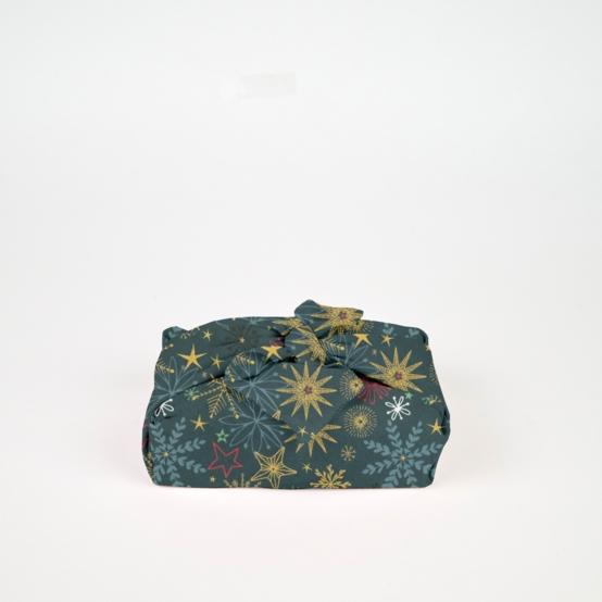 Furoshiki moyen 48 x 48 cm ex2556 noel étoile de noel or vert bleu