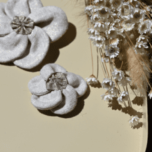 Mini Barrette Pétales de Fleur  lin pailleté