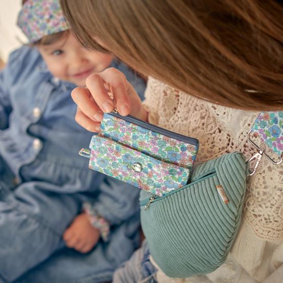 Mini porte-monnaie recto-verso pastel fleuri