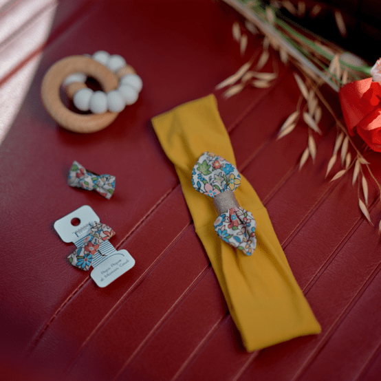 Bandeau jersey bébé noeud mille et une fleurs