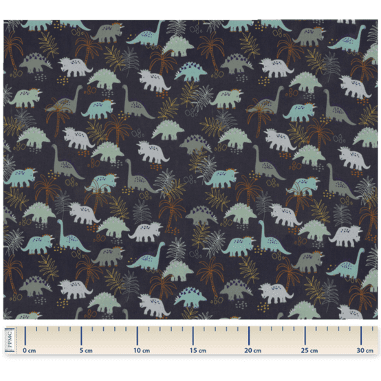 Tissu enduit  au mètre jurassic dino marine