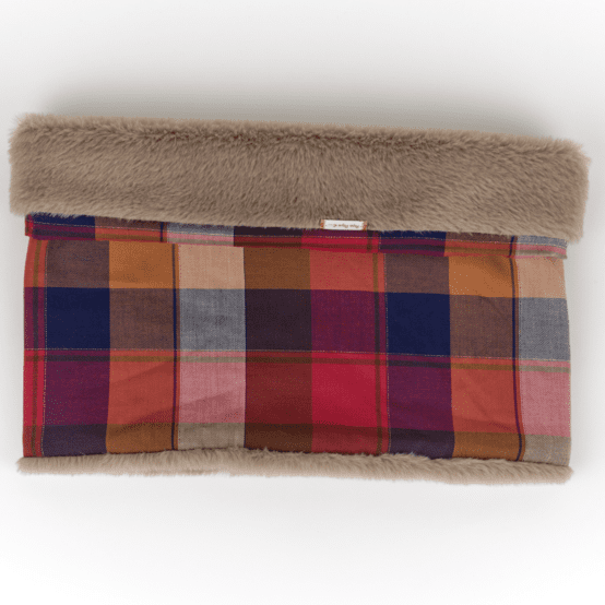 Echarpe tube adulte tartan lurex rubis