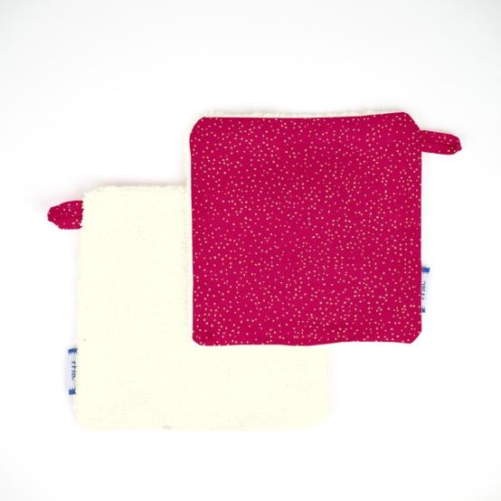 Carré Démaquillant Lavable fuchsia pailleté