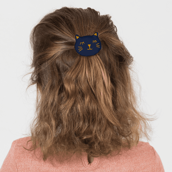 Barrette miaou bleu marine