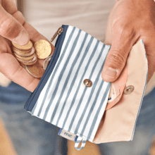 Mini pochette porte-monnaie rayé bleu blanc