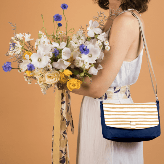 Rabat sac compagnon rayé or blanc