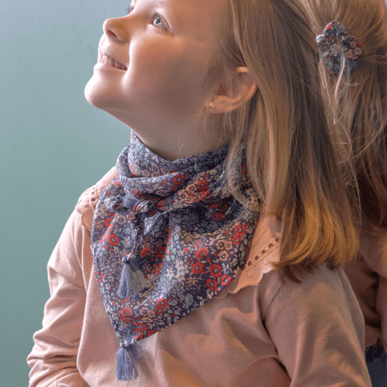 Petit foulard pompon jardin d'aurore