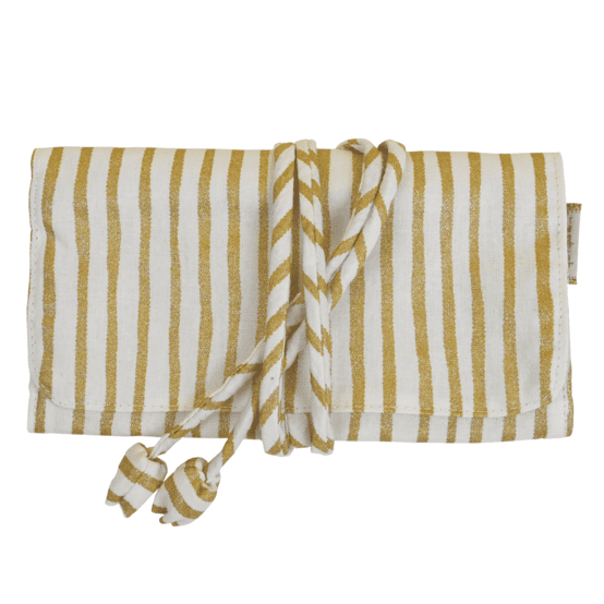 Pochette à bijoux rayé or blanc