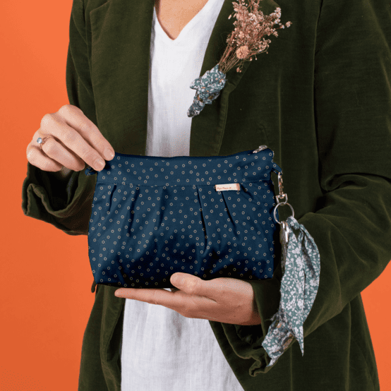 Pochette plissée bulle bronze marine