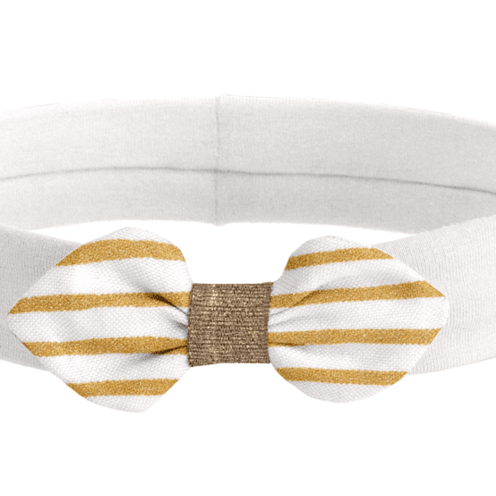 Bandeau jersey bébé noeud rayé or blanc