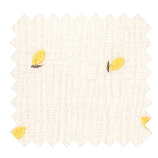 Tissu ex2625 gaze écrue brodée citrons