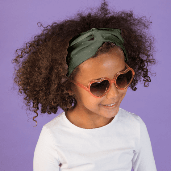 Bandeau croisé gaze pois or kaki