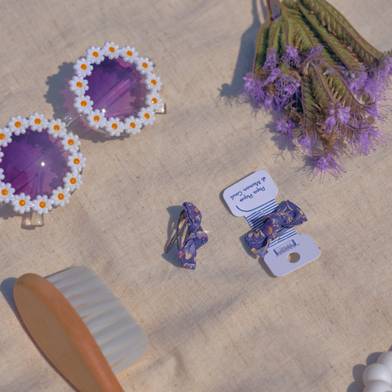 Barrettes clic-clac petits noeuds lavandula