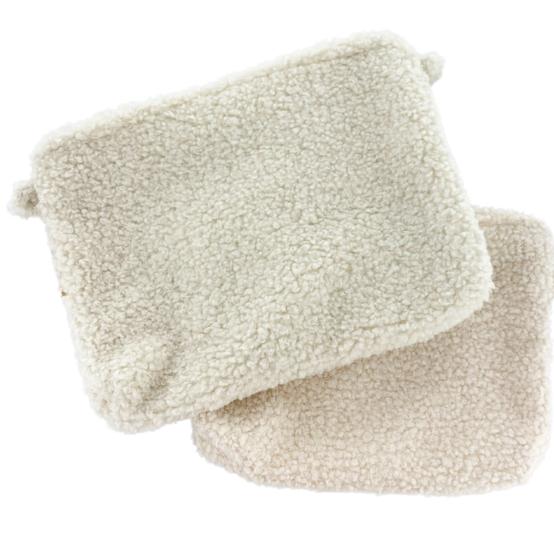 Pochette tissu moumoute ivoire