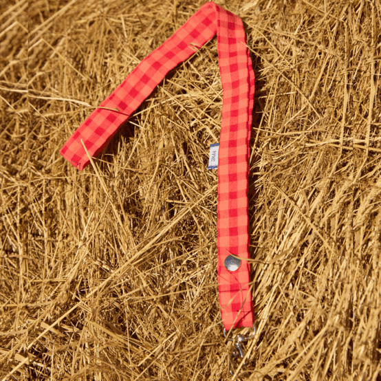 Porte-clés collier vichy rouge corail