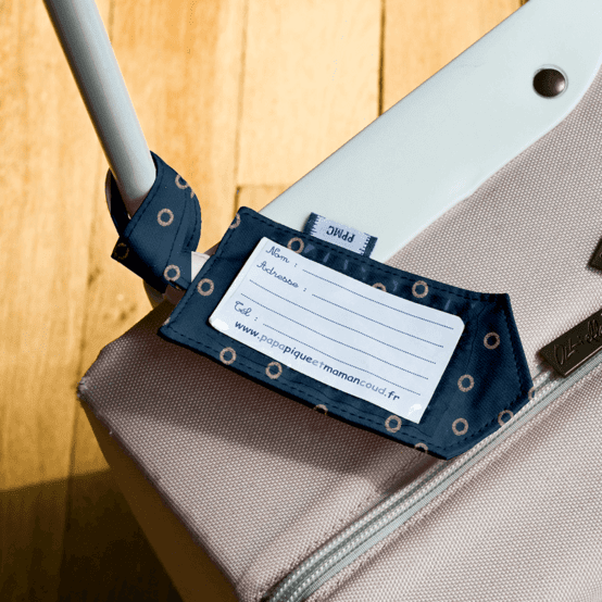 Etiquette bagage bulle bronze marine