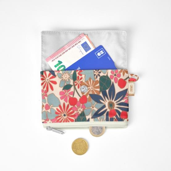 Mini pochette porte-monnaie cerise en fleur