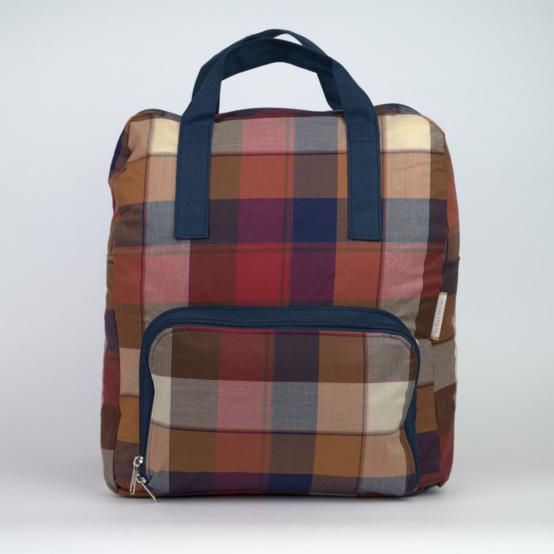 Sac à dos pliable Gaby tartan lurex rubis