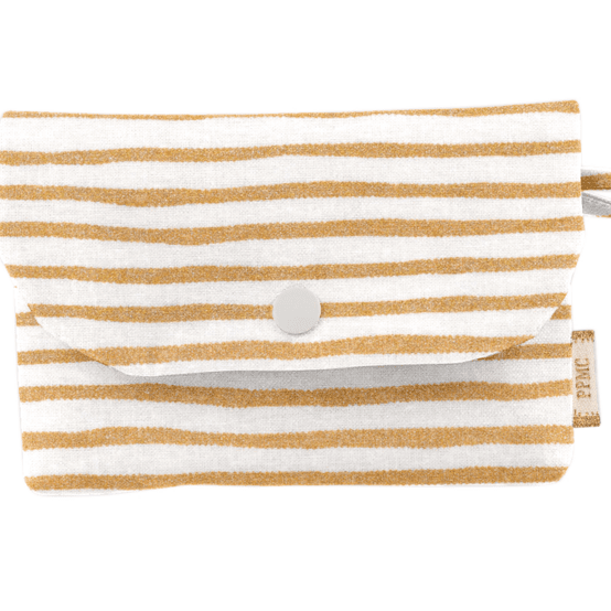 Pochette Savon rayé or blanc
