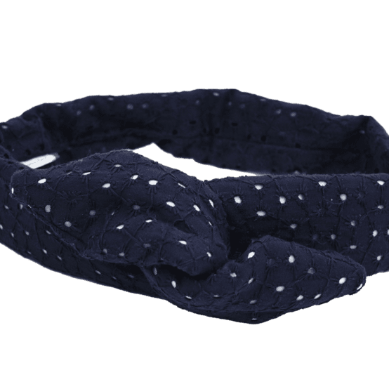 Bandeau vintage broderie anglaise marine