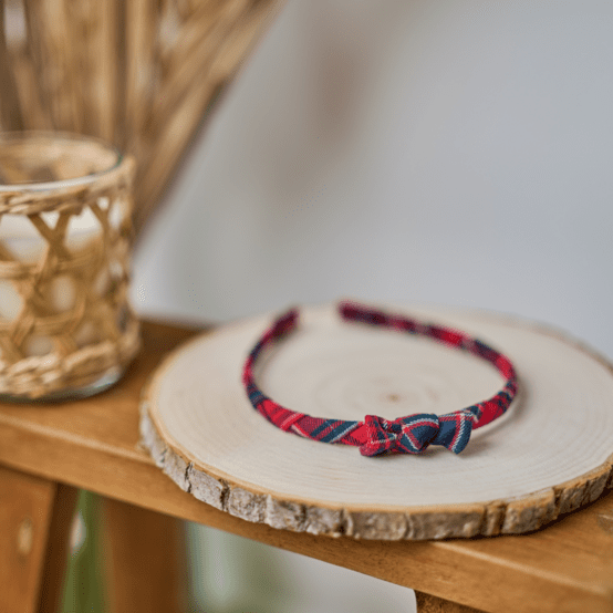 Serre-tête fin tartan rouge