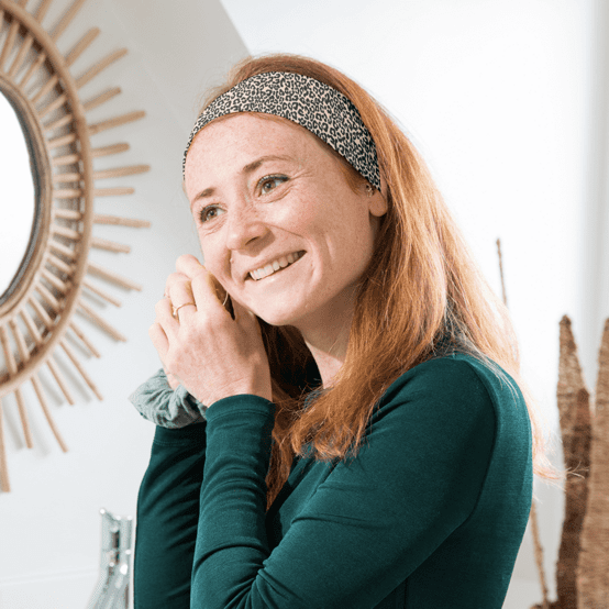 Bandeau jersey léopard beige noir