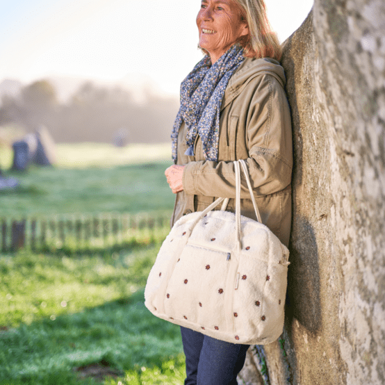 Sac bowling moumoute ivoire fleurie