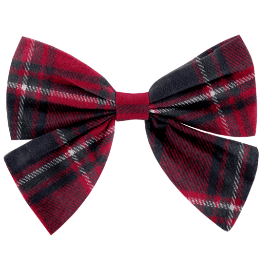 Barrette noeud papillon tartan rouge